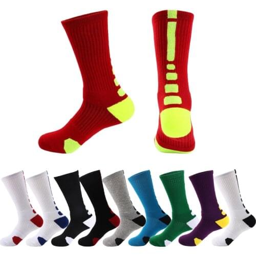 2021 New Sports Non-Slip Football Socks, Cotton Football Mens Socks Thick Towel Bottom Basketball Socks Natural Hiking Walking