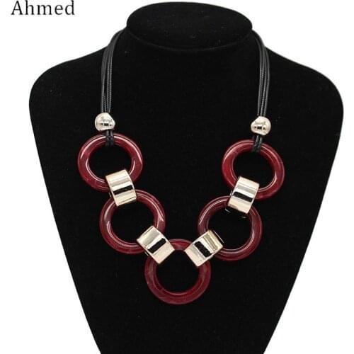 Ahmed Fashion Hyperbole Geometric Chain Acrylic Long Necklaces for Women New Charm Statement Necklace Collar Jewelry