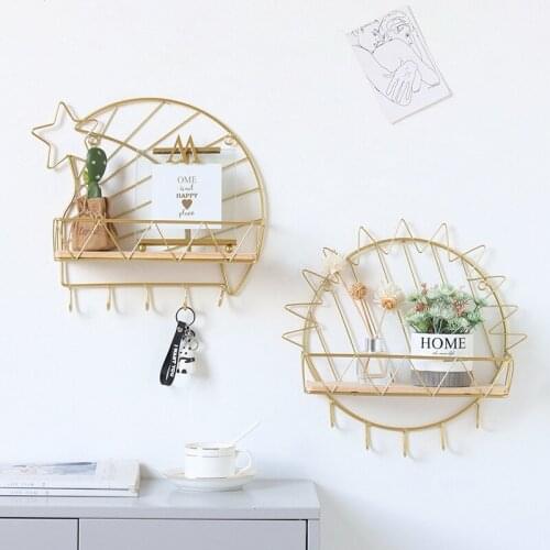 Home Accessories Metal Wall Shelf Cute Wall Mounted Storage Holder Wall Shelves Display Rack For Kitchen Bedroom Organizer