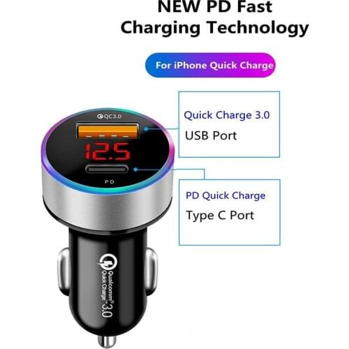 6A USB Car Charger For iPhone 11 Xiaomi Samsung Huawei Fast Charging QC 3.0 Type C Mobile Phone PD Charger USB Phone Charger