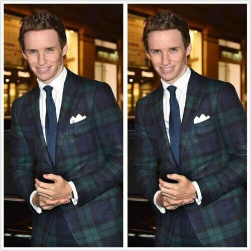 Green Plaid Wedding Groom Dress Blazer Men Spring New Single Breasted Tuxedo Suit Blazer Male Party Stage Prom Blazer Hombre