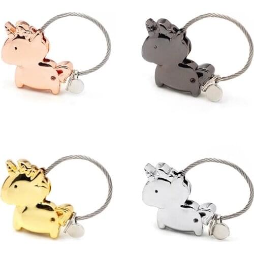 Unicorn keychain for women high quality steel wire key chain key holder horse keychain cute portachiavi llaveros bag charm