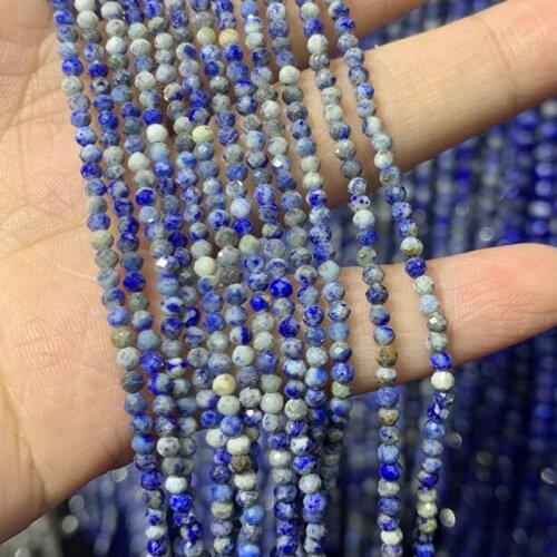 2 3 4 mm Natural lapis lazuli beads Micro blue Stone Beads small blue gem Section Loose Beads for Jewelry Making Necklace DIY