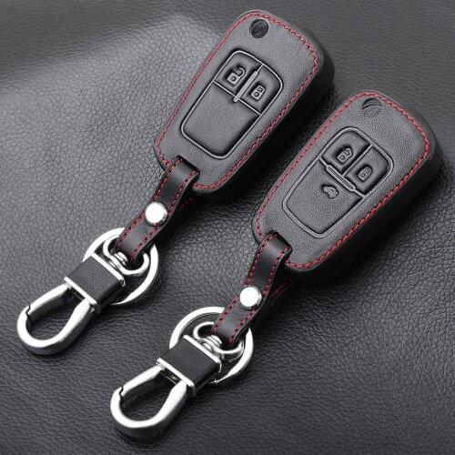 2/3 Button Leather Flip Key Cover For Chevrolet Cruze Aveo for Buick VAUXHALL OPEL Insignia Astra J Zafira C Remote Car Case