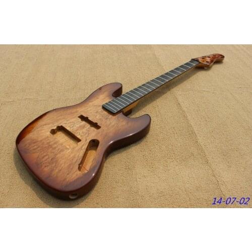 Best Jazz Electric jazz bass thin brown burst, no parts,ebony fingerboard,spalted flame on body and head top.free shipping