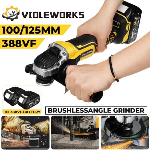 388VF 100/125mm Brushless Cordless Electric Angle Grinder Rechargeable Variable Speed Angle Grinder Tool With 1/2PC Battery