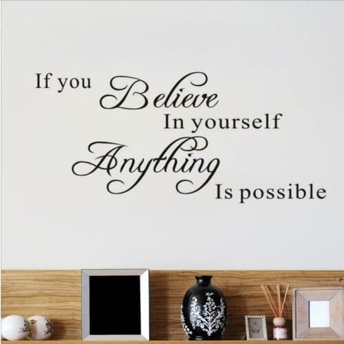 If you believe in yourself anything is possible inspirational quotes wall decals decorative stickers vinyl art home decor
