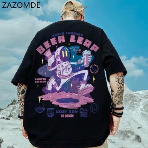 ZAZOMDE Summer Cartoon print Five points sleeved Tees Man Clothes Oversized Loose Half-sleeved Unisex Top Harajuku Streetwear