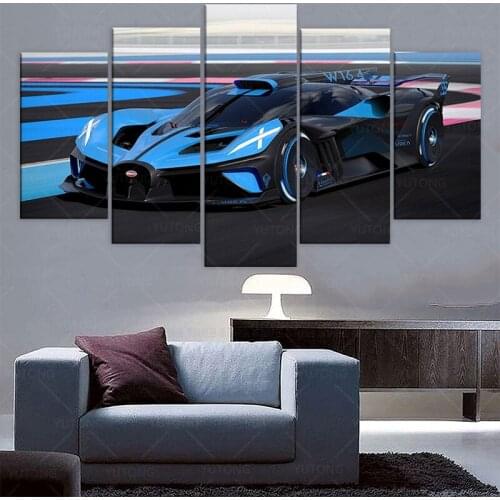Bugatti Bolide Concept Hyper Car 5 Piece Canvas Wall Art Print Home Decor HD Pictures 5 panel poster Paintings Living Room