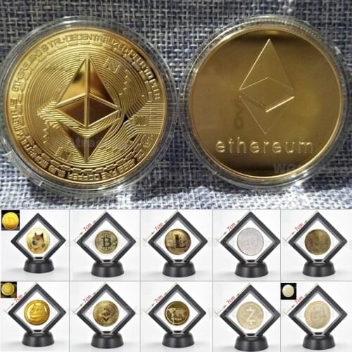 Gold Silver Plated Ethereum Coin Replica Art Collection Gift Physical Metal Antique Imitation Non-currency Replica Collectibles