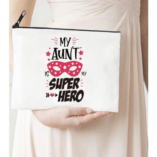 Aunt Makeup Bag Letter Hero Print Cosmetic Bags Make Up Bags Toiletries Organizer Pouch Ladies Cosmetic Bag Travel