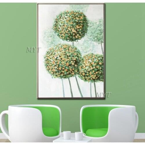 Beautiful Green Plants Handpainted Abstract Oil Painting Modern Wall Art Living Room No Frame Picture Home Decoration Painting