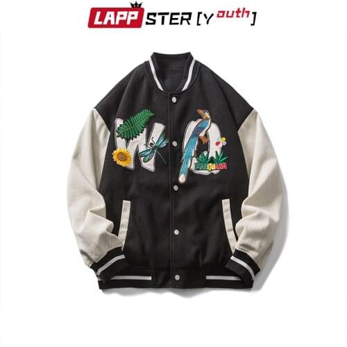 LAPPSTER-Youth Men Harajuku Patchwork Embroidery Baseball Jackets 2021 Mens Causal Streetwear Vintage Jackets Male Kpop Jackets