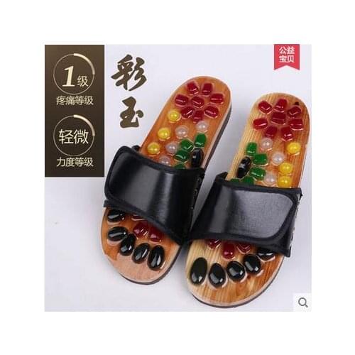 Black And White Stone Reflexology Massage Acupuncture Massager Health Care Shoes Summer Sandals Slippers Women Man Foot Stress