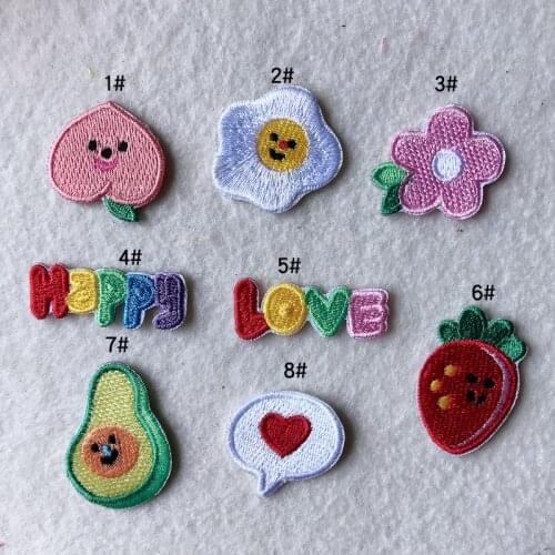 Cute English Alphabet Iron on Patches for Clothing Stickers Stripes Appliques on Clothes Embroidery Kawaii Fruits Badges