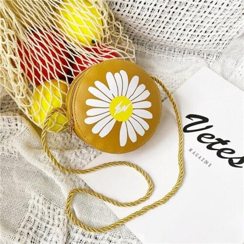 Cute Childrens Backpack Cartoon Flower Printed Shoulder Bags PU Girls’ Backpack Kids Messenger Bag Mini Coin Handbags Crossbody