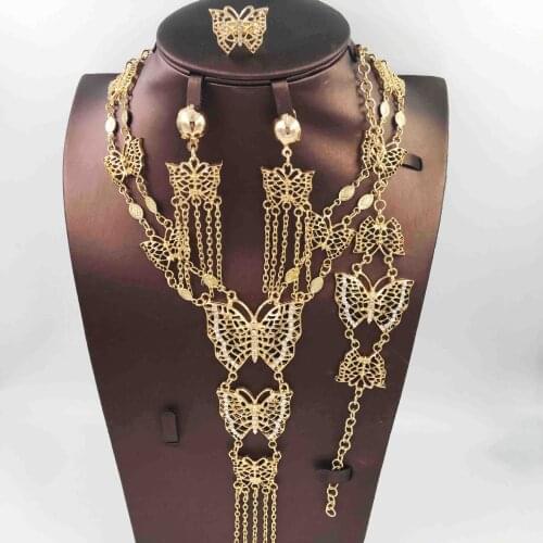 Occident Jewelry Explosion Models Alloy Jewelry Set Necklace Earrings Bracelets Ring Manufacturers Supply Four-Piece Set