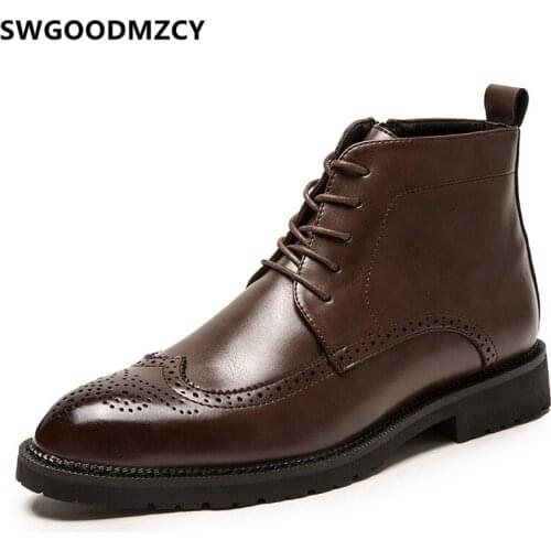 Winter Boots Men Formal Shoes Brogue Shoes Mens Dress Boots Leather Boots Men Office Shoes Coiffeur Wedding Dress Erkek Ayakkabi