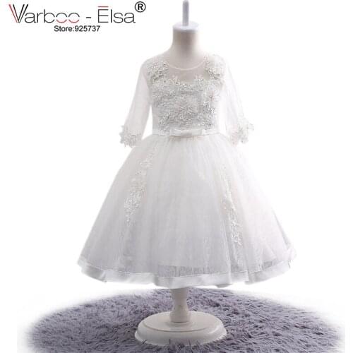 New Lace Flower Girl Dresses for Weddings 2018 ivory Kids Evening Ball Gown Dress Holy Communion Dresses For Girls Pageant Gowns