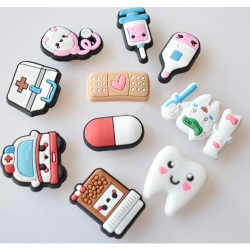 CSBL Cartoon Medical Shoe Ornament Removable PVC Flexible Glue Buckle Eva Sandals Croc Ornament Embroidery Shoes Decorations