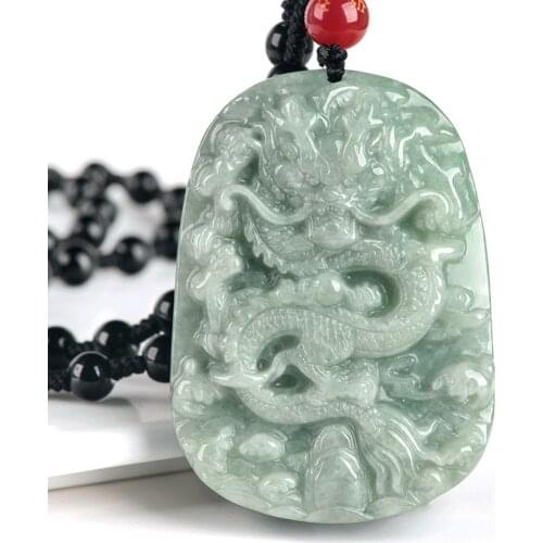 Natural 7A Myanmar jade Hand-Carved dragon green jade pendant jade necklace men women pendants jade jewelry
