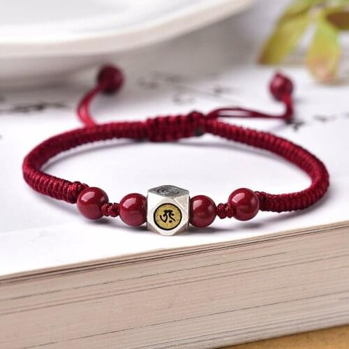 Natural Ore Purple Gold Sand Cinnabar Bracelet Sanskrit Text Life Buddha Zodiac Patron Saint Bracelet Bangle Jewelry Dropship