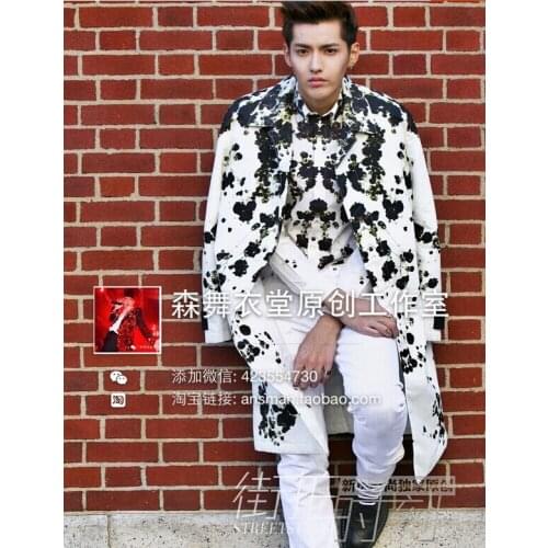 S-5xl ! 2021 New Mens Fashion Slim Nightclub Stage Djds Splash-ink Flowers Suit Plus Size Singer Stage Costumes Formal Dress