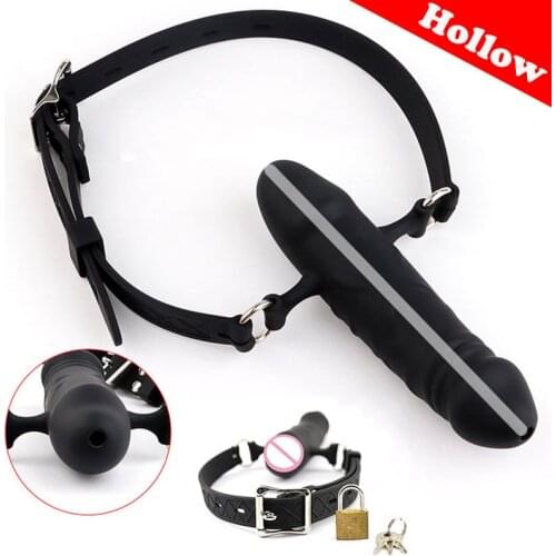 Sex Shop Double-Ended Open Mouth Gag Dildo Oral Fixation Strap On Slave Sex Toys Penis Plug Harness Bdsm Bondage For Couple 18