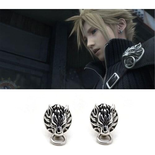 Game Final Fantasy Cloud Strife Wolf Earrings Cosplay Punk Stud Earrings Unisex Prop Gothic
