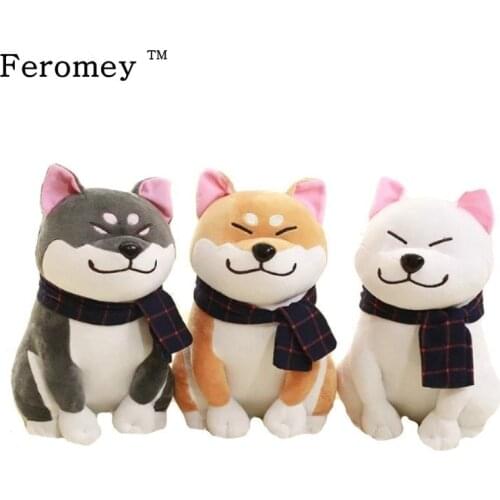 Cute Wear Scarf Shiba Inu Dog Plush Doll Toy Soft Stuffed Puppy Dog Plush Toy Cartoon Puppy Plush Birthday Gifts For Children