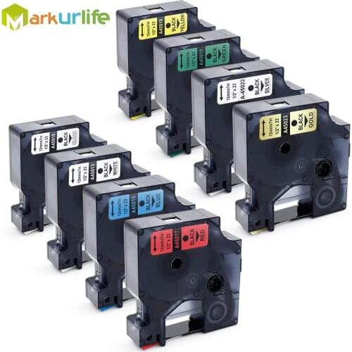 8 Pack Replace for Dymo Label Tape 1/2 Inch 45010 45013 45016 45017 45018 45019 45022 45023 for Dymo LabelManagers Label Maker