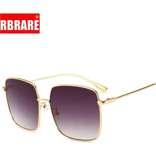 RBRARE 2021 New Metal Square Flat Mirror Sunglasses Women Round Face Lady Sun Glasses Vintage Big Frame Female Sunglasses