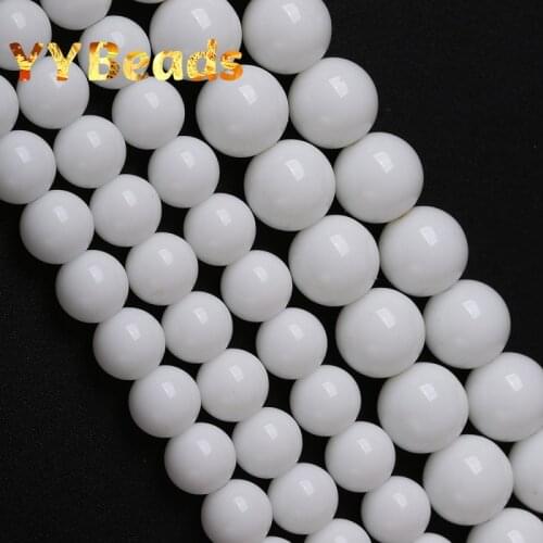 Natural White Porcelain Glass Beads 4 6 8 10 12mm Round Loose Spacer Charm Beads For Jewelry Making DIY Bracelets Women Necklace