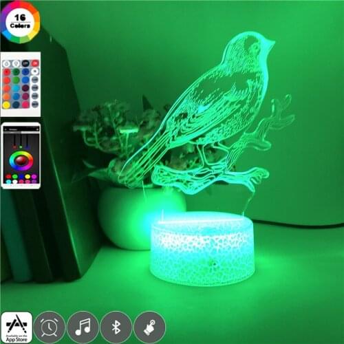 Smart Night Sensor Light LED Sparrow Image Baby Room Nursery 3D Neon Desk Lamp Club Hotel Atmopshere Decor Animal Nightlight