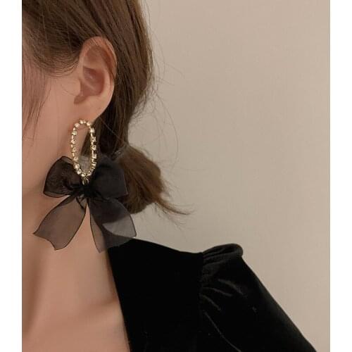 GorGor Dangle Earrings Women Originality Statement Minimalist Black Bowknot Temperament Exquisite Party Jewelry A180