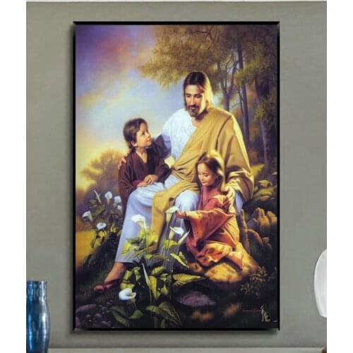 W280 Jesus Christ Trend Beautiful Fashion Silk Fabric Wall Poster Art Decor Sticker Bright