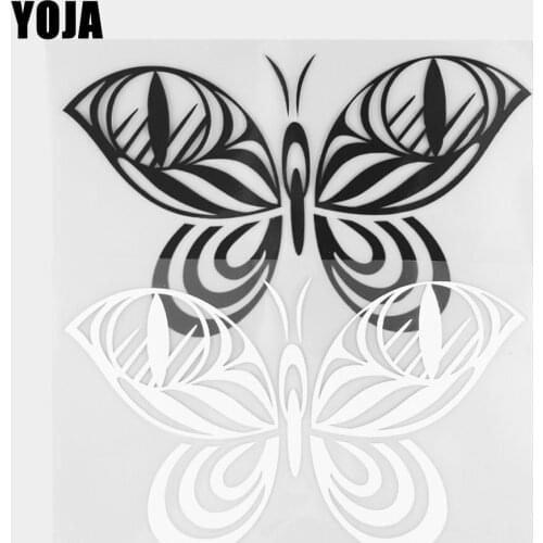 YOJA 16.6×10CM Beautiful Butterfly Cartoon Animals Pattern Vinyl Decal Car Stickers Black/Silver 19C-0358