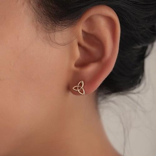 Tiny Knotted Trine Studs Earrings For Women Simple Bowknot Flower Cross Geometrical Fashion Jewelry For Women Kids Luxury Gifts