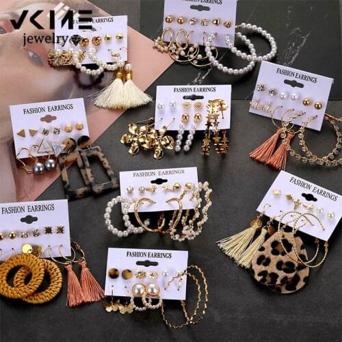 VKME Vintage Tassel Acrylic Earrings For Women Bohemian Earrings Set Big Dangle Drop Earring 2020 Brincos Female Fashion Jewelry
