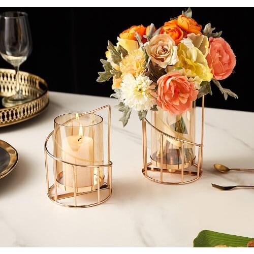 Flower Vase Decoration Home European Style Golden Vase Desktop Decorative Vase Flower Arrangement Glass Vase Wedding Decoration