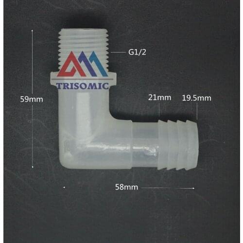 19.5mm*G1/2 Elbow screw thread type Connector Tube Joiner Material PP Plastic Fitting Tank Airline acid and alkali resistant