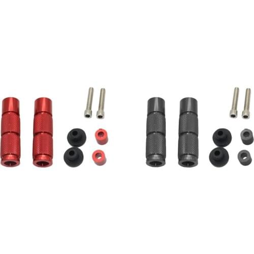 2 Pairs CNC Anti-skid Footrests Foot Pegs for Motorcycle (Red & Black)