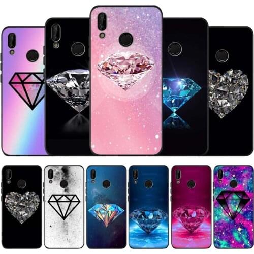 Diamond black soft Phone Case for huawei P40 P30 P20 P10 Pro lite P9 Lite nova 4E 6SE Psmart 2019 Y6 9 Prime