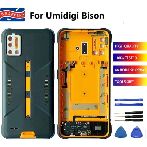 For UMIDIGI Bison Back Cover Case + Fingerprint Sensor For Umi Umidigi Bison Usb charge board Back Shell With Microphone Parts
