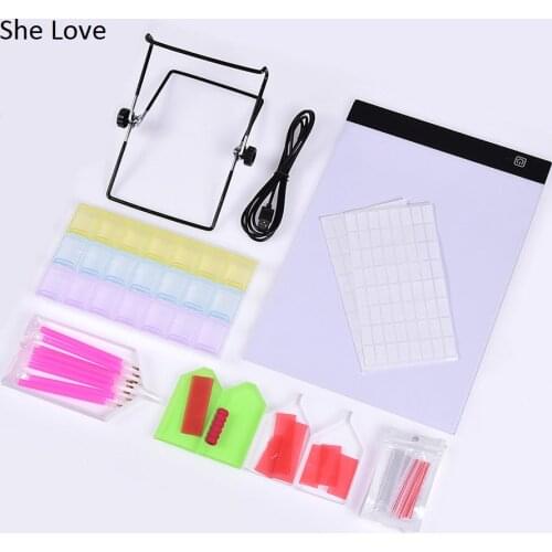 Chzimade 84Pcs/set 5D Diamond Embroidery Painting DIY Tools Kit Light Pad Embroidery Painting Stand Holder Tools