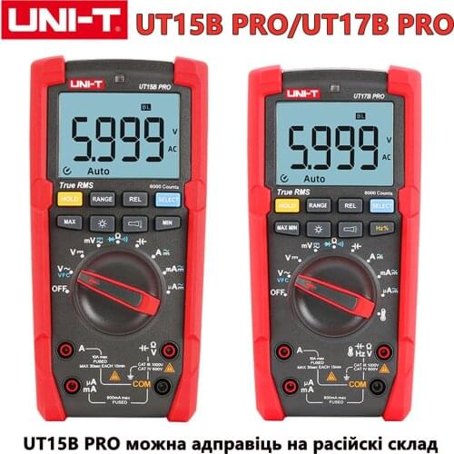 UNI-T Digital Multimeter True RMS UT17B PRO/UT15B PRO 1000V AC/DC 6000 Display Digits VFC 600V Dangerous Voltage Warning