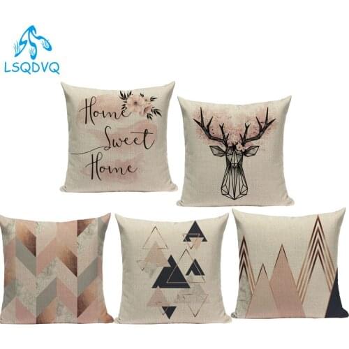 Decorative Throw Pillow Case Pop Geometric Animals Deer Cojines Decorativos Para Sofa Polyester Cushion Cover for Living Room