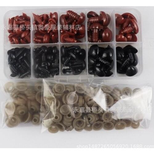 DHL 100set 130pcs/set Mini Black and Brown Plastic Safety Noses shoe Sewing