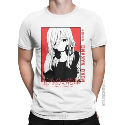Miku Nakano 5 Toubun No Hanayome T-Shirt Men Vintage Cotton Tee Shirt Round Neck Classic Short Sleeve T Shirts Clothing