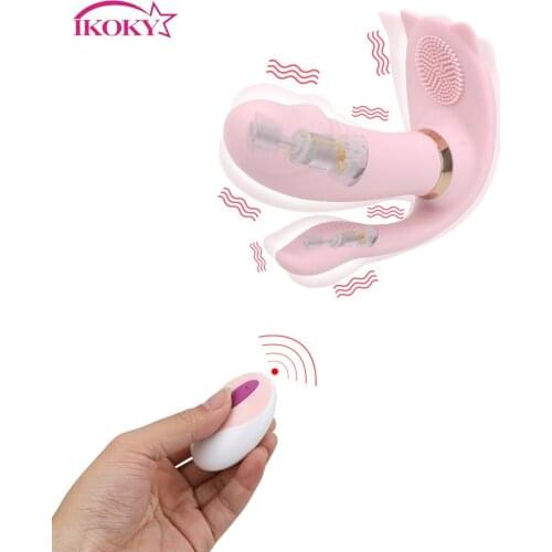 IKOKY 9 Mode Strap On Vibrator Anal Plug Clitoris Stimulator Dual Head Adult Products Sex Toys for Women